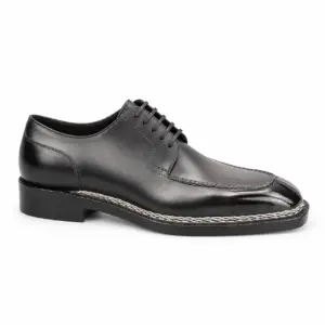 Black apron toe Derby shoe for men, opposite side view