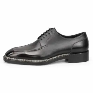 Black apron toe Derby shoe for men, side view