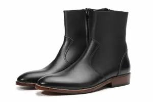 Black leather side-zip ankle boots for men, pair view