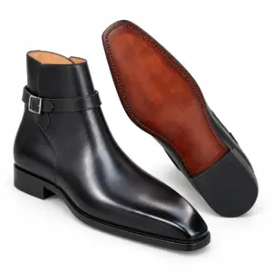 Black leather Jodhpur boot for men, leather sole view