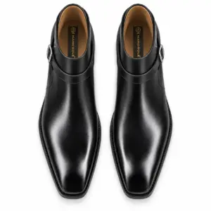 Black leather Jodhpur boots for men, top view