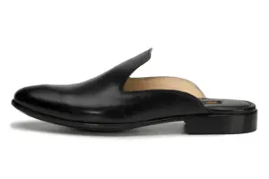 Black Plain Leather Mule — opposite side view
