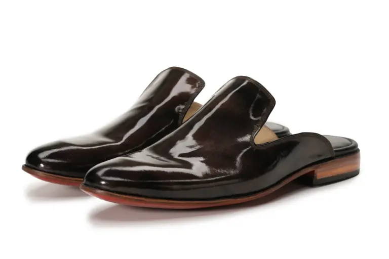 Brown Patent Leather Plain Mule — pair view