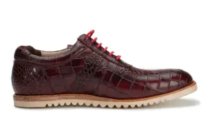 Burgundy Croc-Embossed Casual Lace-Up — side view