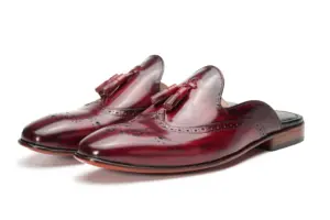 Burgundy Brogue Tassel Mule — pair view