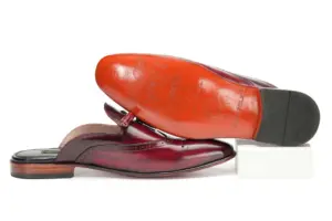 Burgundy Brogue Tassel Mule — leather outsole