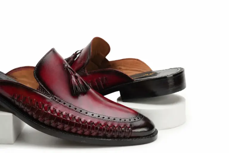 Burgundy Woven Tassel Mule — tassel loafers