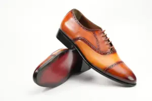Cognac Burnished Cap Toe Oxford — outsole angle