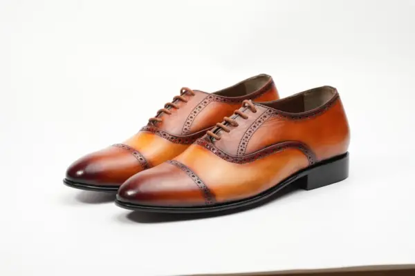 Cognac Burnished Cap Toe Oxford — pair view