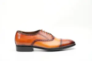 Cognac Burnished Cap Toe Oxford — side view