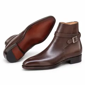 Dark brown leather Jodhpur boot for men, leather sole view