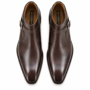 Dark brown leather Jodhpur boots for men, top view