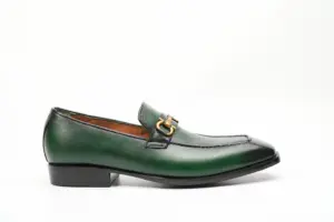 Deep Green Horsebit Loafer — side view