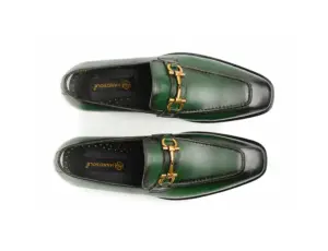 Deep Green Horsebit Loafer — top view