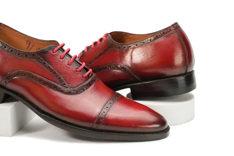 Red Patina Cap-Toe Oxford with Brogue Detailing — brogue oxford shoes