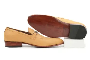 Leather sole on tan nubuck loafers