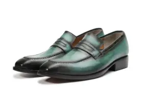 Teal Black Patina Penny Loafer — penny loafers