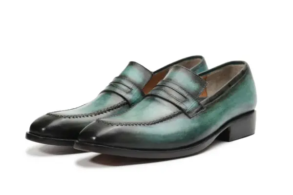 Teal Black Patina Penny Loafer — penny loafers
