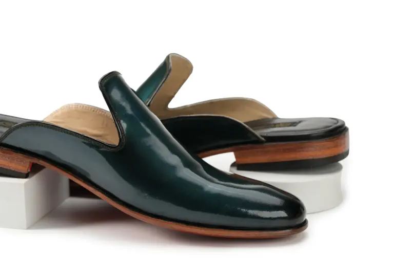 Teal Patent Leather Plain Mule — pair view