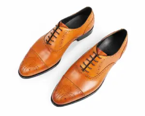 Tan Leather Semi-Brogue Cap-Toe Oxford