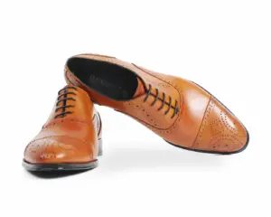 Tan Leather Semi-Brogue Cap-Toe Oxford
