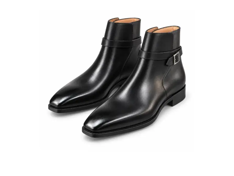 Black leather Jodhpur boots for men, pair view