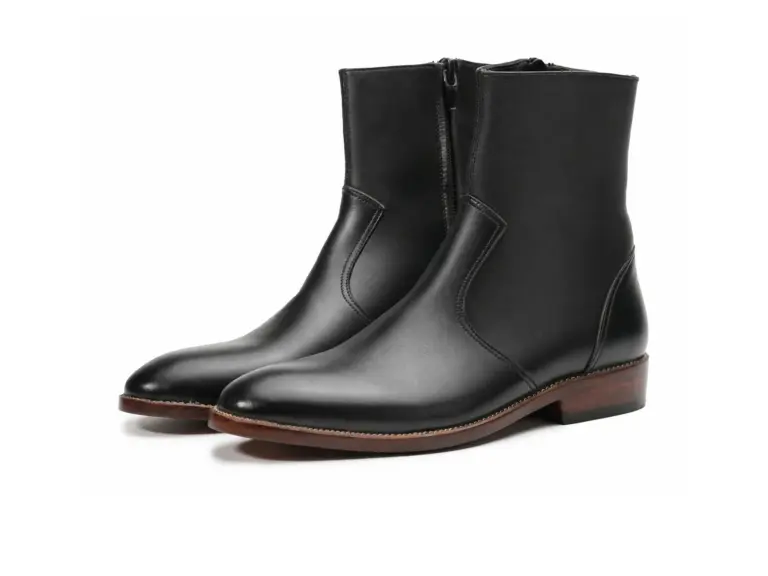 Black leather side-zip ankle boots for men, pair view