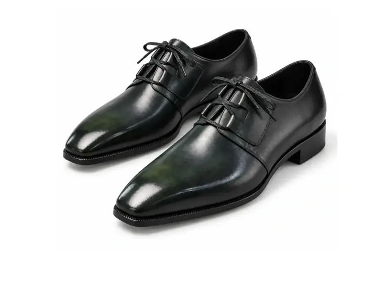deep-green-patina-plain-toe-derby-shoes-low-three-quarter-front