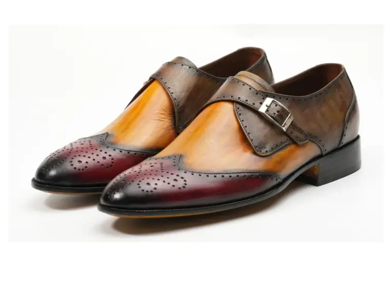 Multi-Tone Patina Single Monk Strap Brogue — pair view